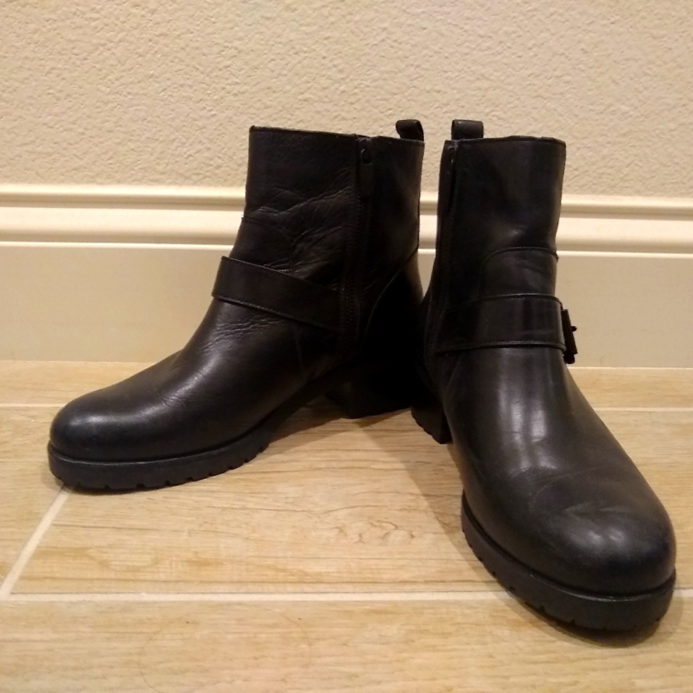 Michael Kors Gretchen Black Leather Ankle Boots Zipper Size 8